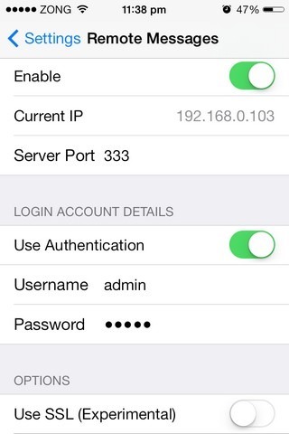 Remote Messages iOS 7 Settings Remote Messages iOS 7 Settings