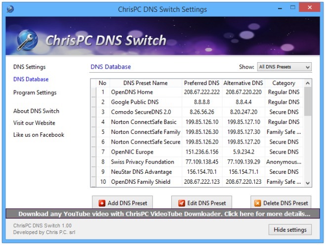 ChrisPC DNS Switch Settings_Database