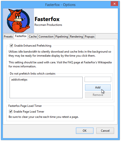 Fasterfox - Options - Prefetching