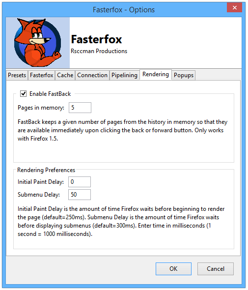 Fasterfox - Options - Rendering