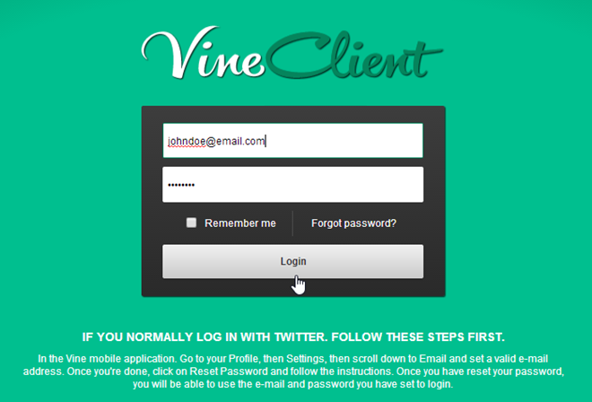 VineClient - Login VineClient - Login
