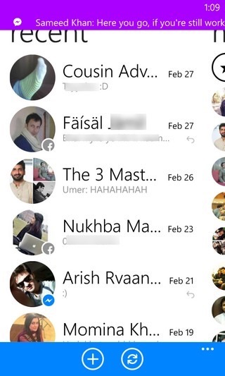 FB Messenger WP8 Conversation