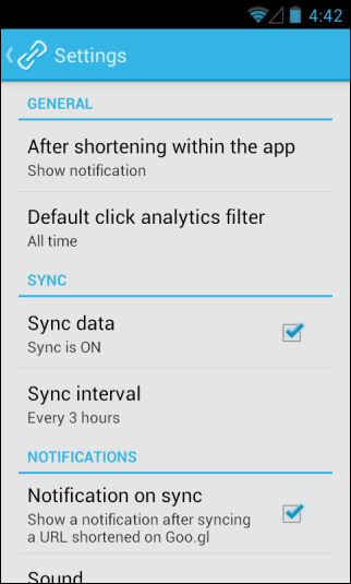 Google URL Shortener Settings Google URL Shortener Settings