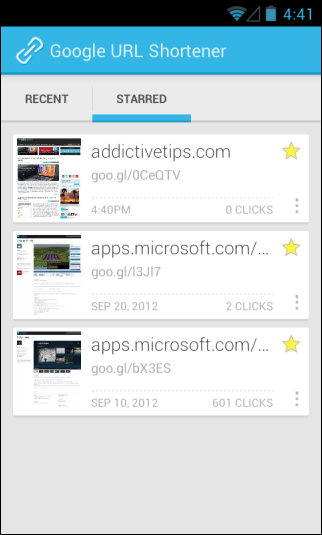 Google URL Shortener_Starred Google URL Shortener_Starred