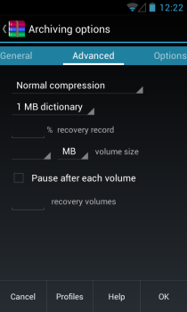 RAR for Android_Archive options_Advanced RAR for Android_Archive options_Advanced