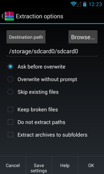 RAR for Android_Extraction Options RAR for Android_Extraction Options