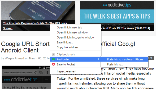 pushbullet for iOS chrome extension