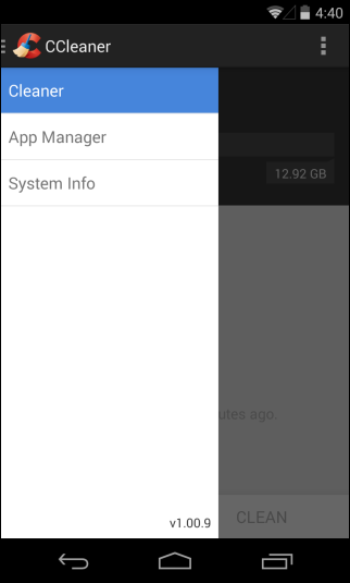 CCleaner_Side menu CCleaner_Side menu
