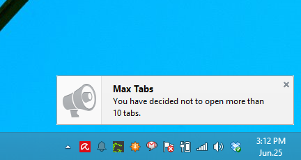 Max Tabs Notificaiton Max Tabs Notificaiton