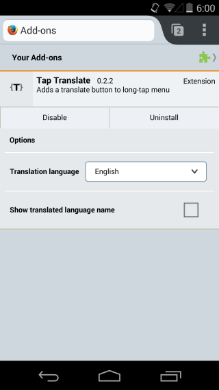 Tap Translate lang