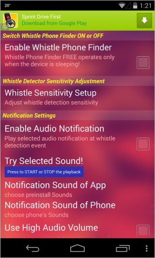 Whistle Phone Finder_Settings Whistle Phone Finder_Settings