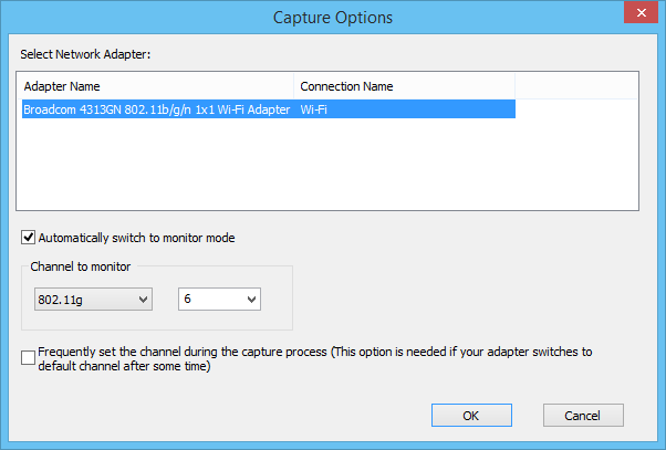 WifiChannelMonitor Capture Options