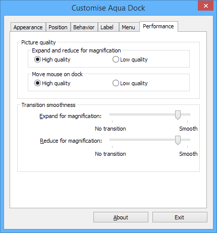 Customise Aqua Dock Performance
