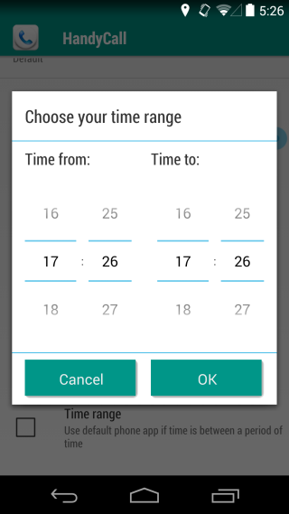 HandyCall time range