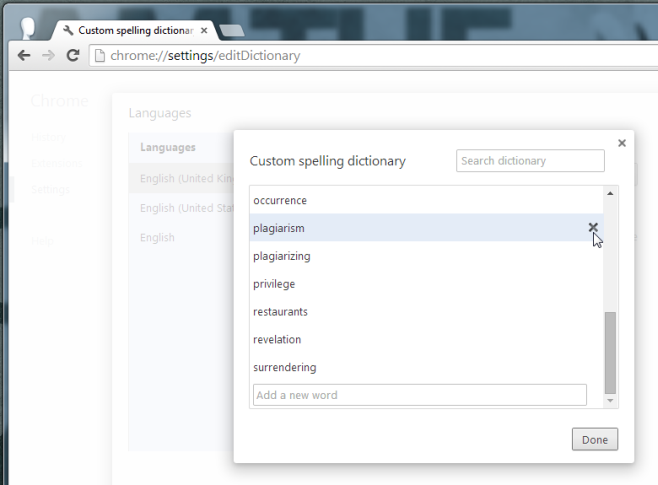 dictionary Chrome