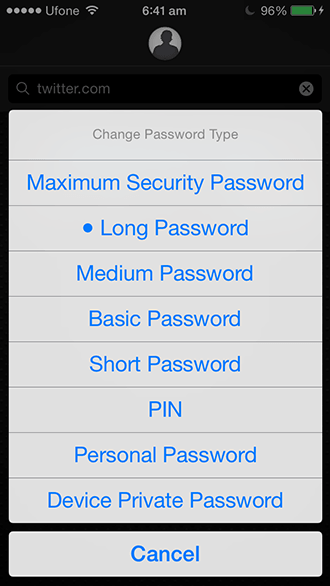 Master Password - Types