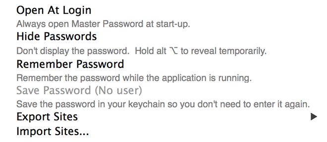 Master Password - Startup