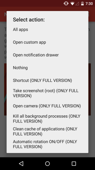 Now Gesture Tweaks action