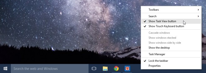 How to hide the task view button from the taskbar in windows 10
