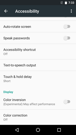 Color Inversion from Android Accessibility Settings 