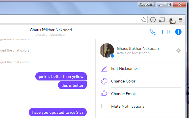 How to change facebook chat color