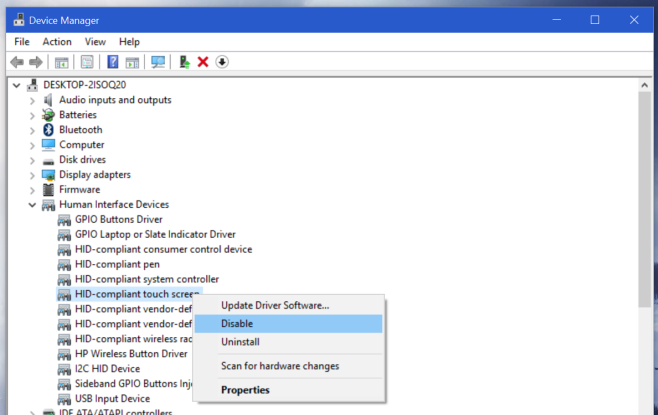 How To Disable The Touch Screen On A Two In One Windows 10 Laptop