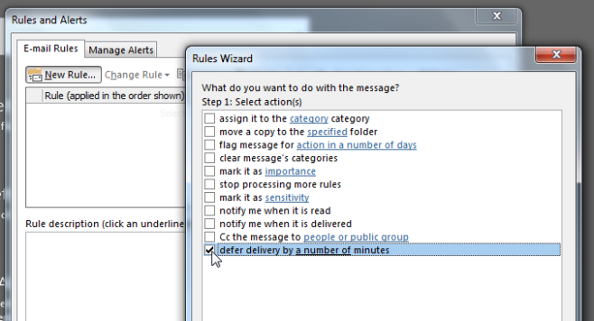 outlook send email with delay