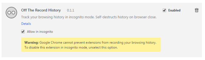 Off The Record History-permissions