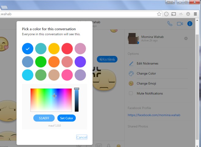 Change nickname facebook chat