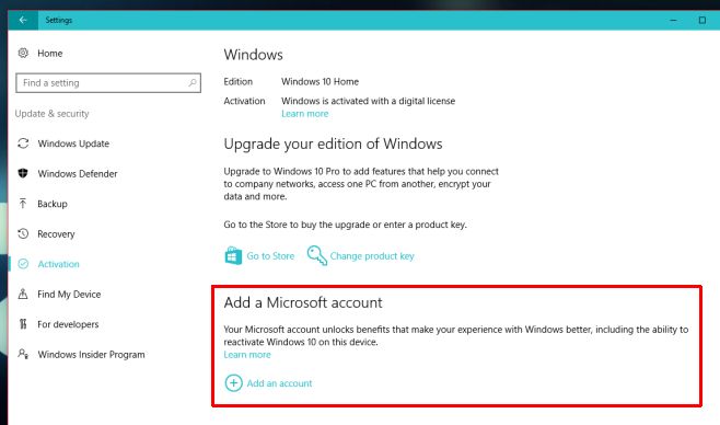 register windows 10 to microsoft account