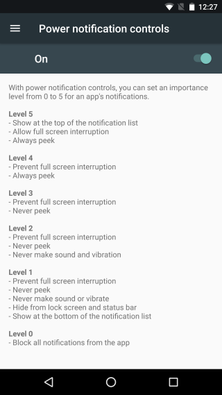 power notifications control
