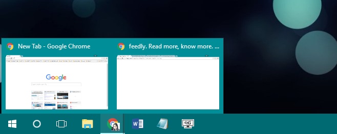 taskbar hover preview