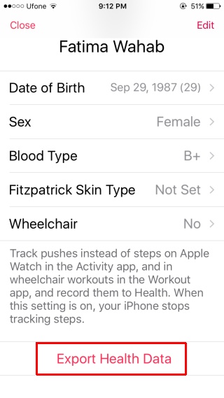 export-health-app-data