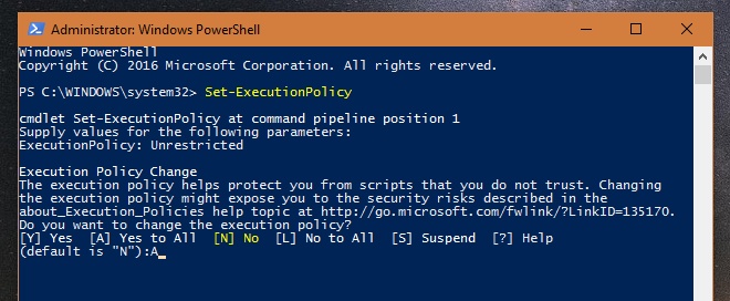 Setting the PowerShell Execution Policy
