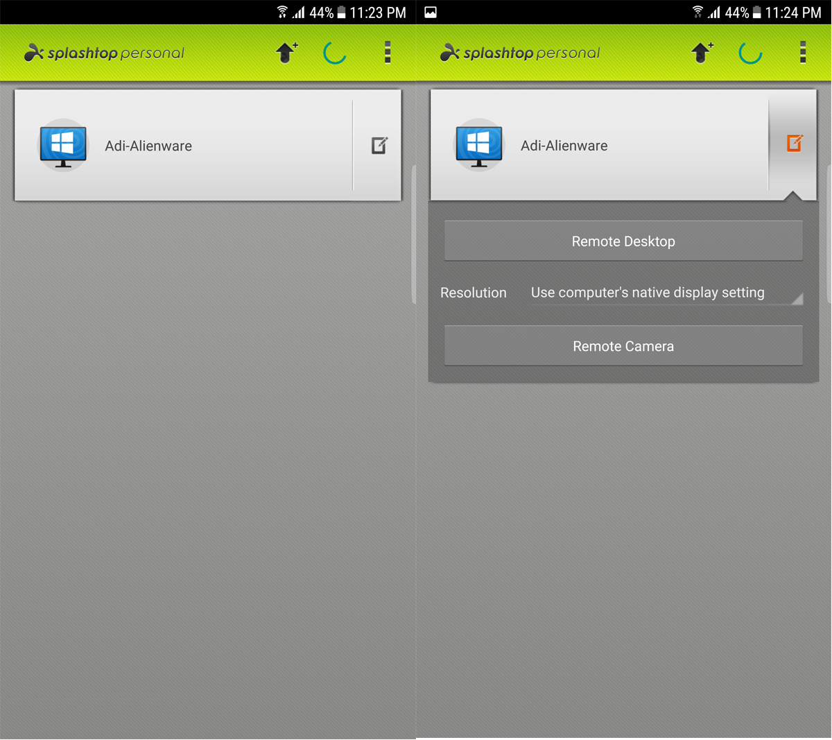 Splashtop Android App Window