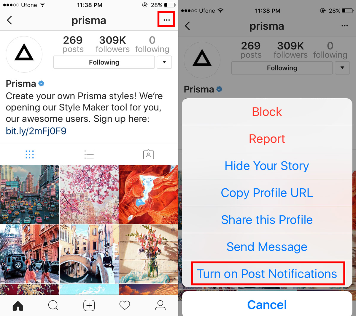 How to turn on Instagram Post Notifications on Make a GIF