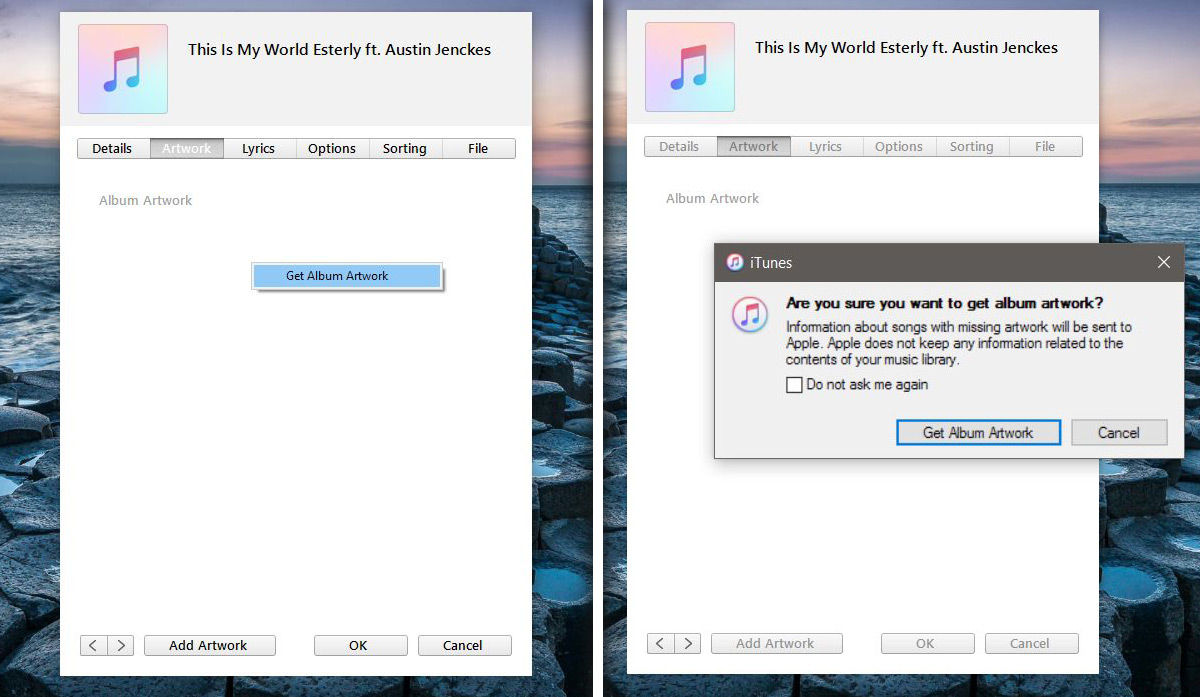 how to add artwork to itunes windows