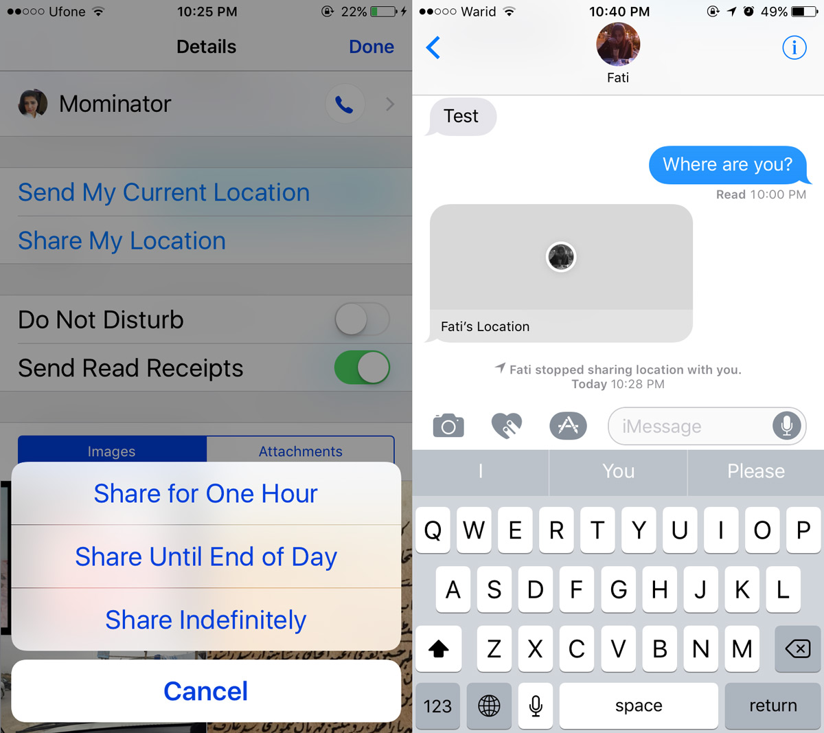 how to send your live location on iphone