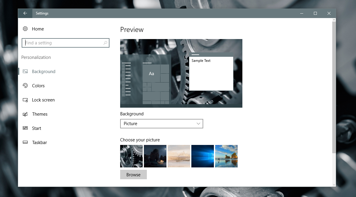 win 10 settings background - Come risolvere lo sfondo del desktop nero in Windows?