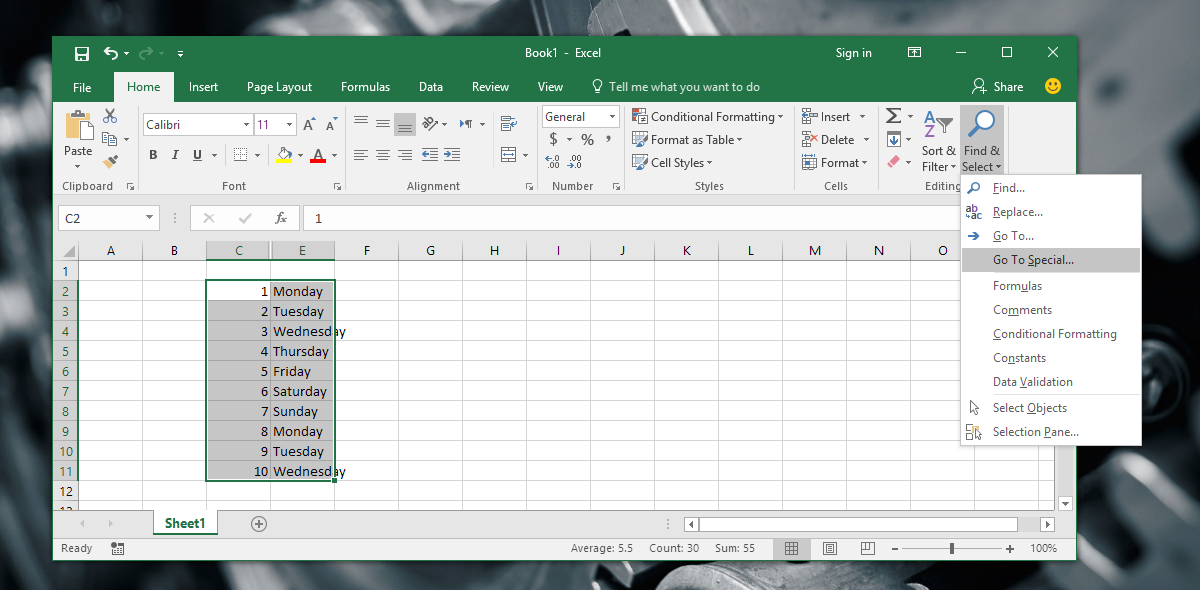 How to select only visible cells in excel