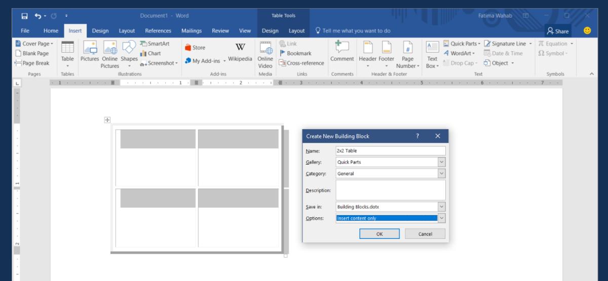 how to create a quick part in word 2013