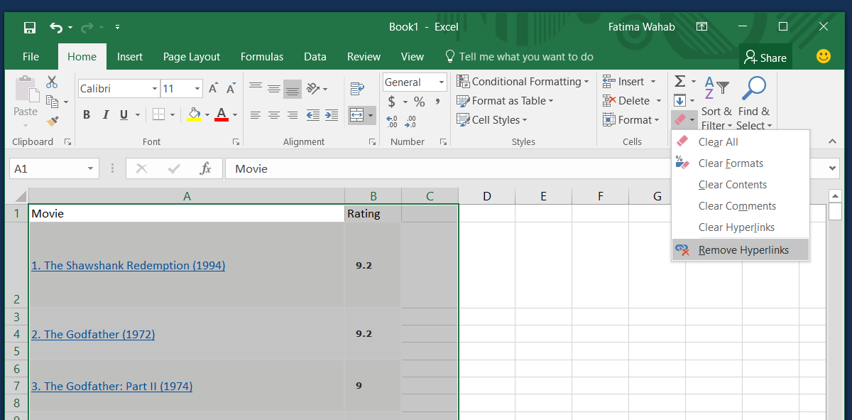 shortcut for remove hyperlink in word shortcut for remove hyperlink in word