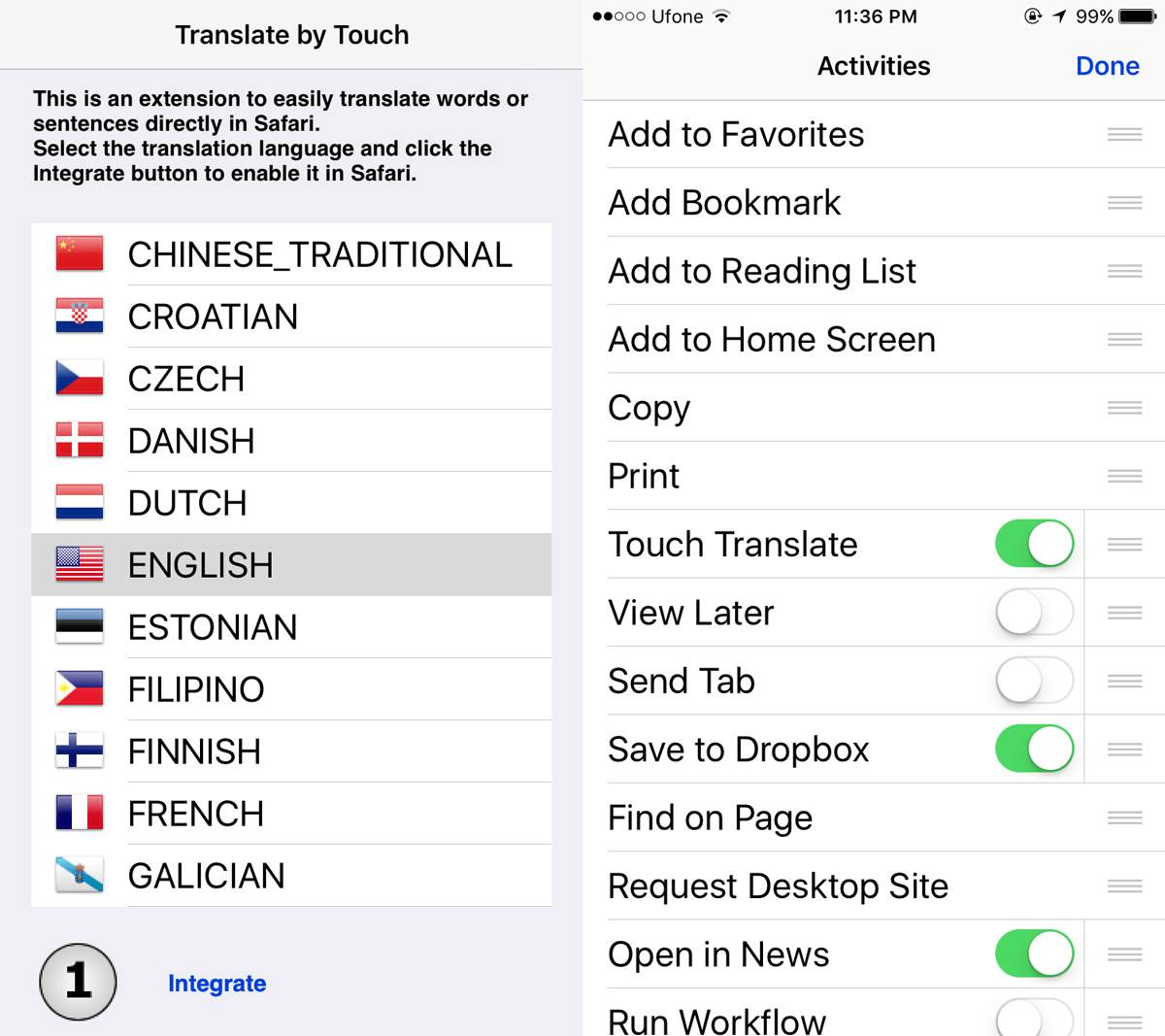 safari ios translate extension