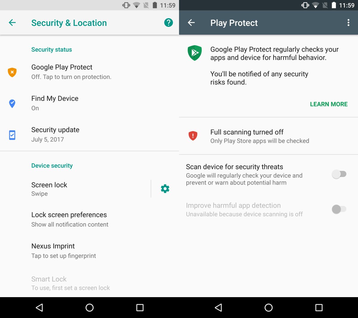 ¿Dónde está Google Play Protect en mi teléfono?