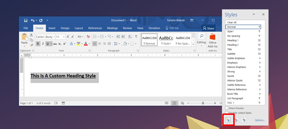 heading styles in word create