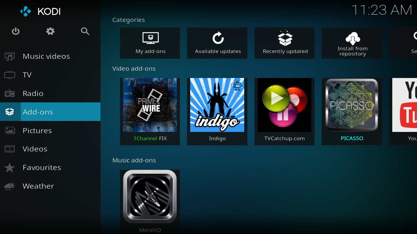 Click add-on on the left pane