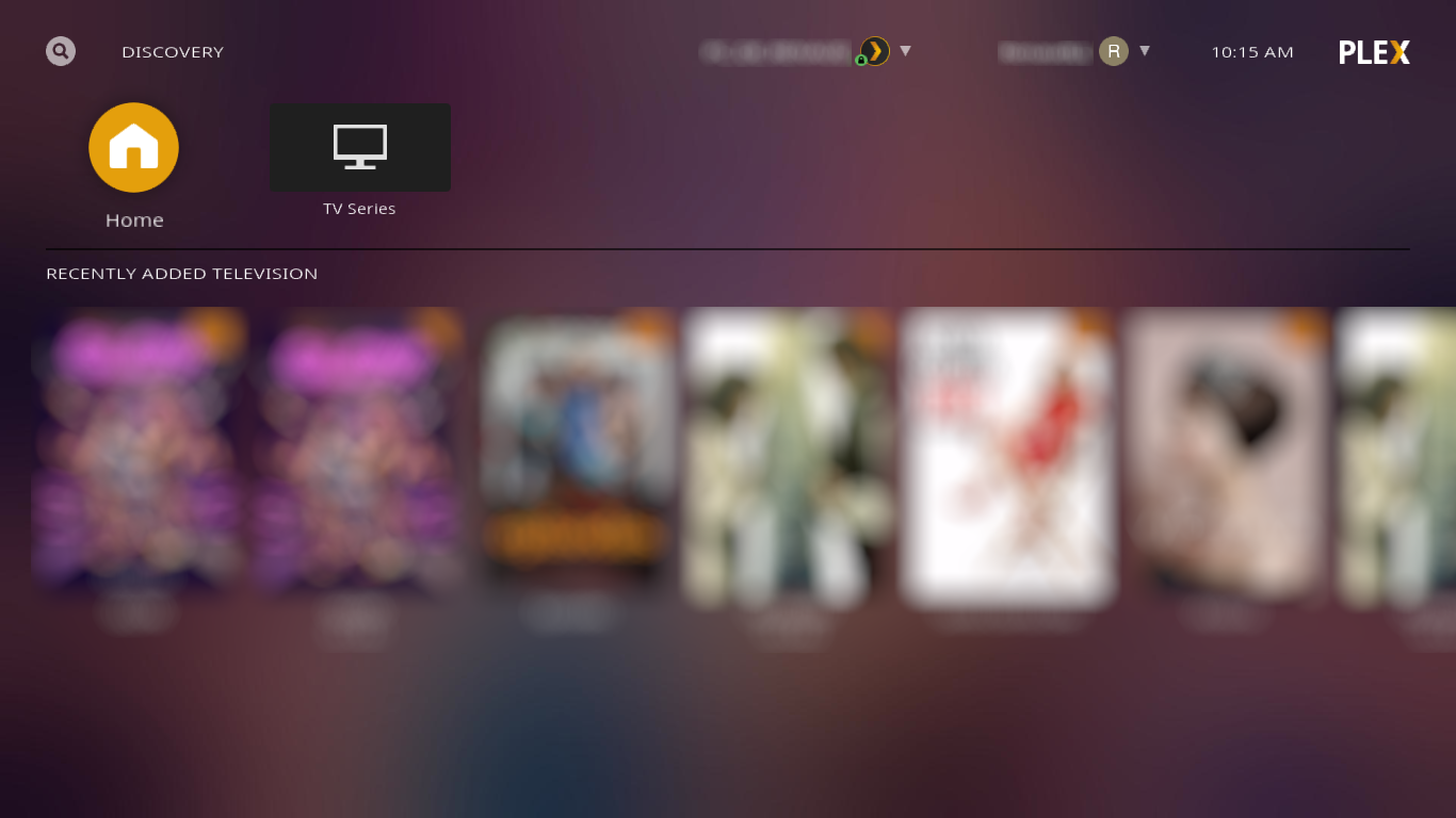 Plex add-on Main Menu