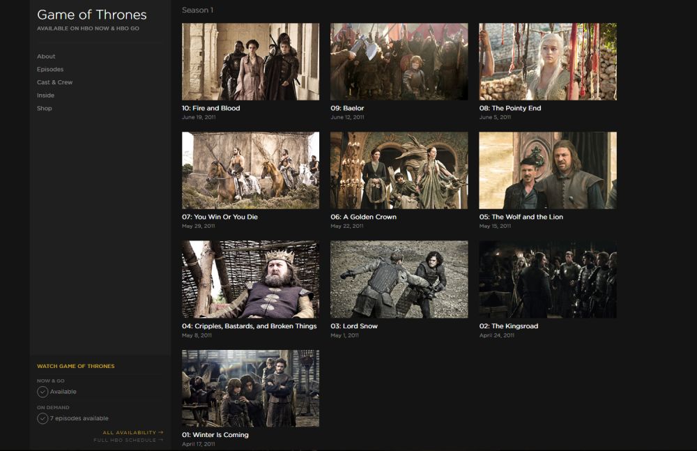 Hbo go online game of thrones new arrivals