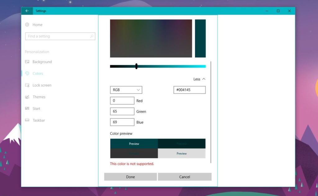 This Color Is Not Supported: Windows 10 Accent Color Issues
