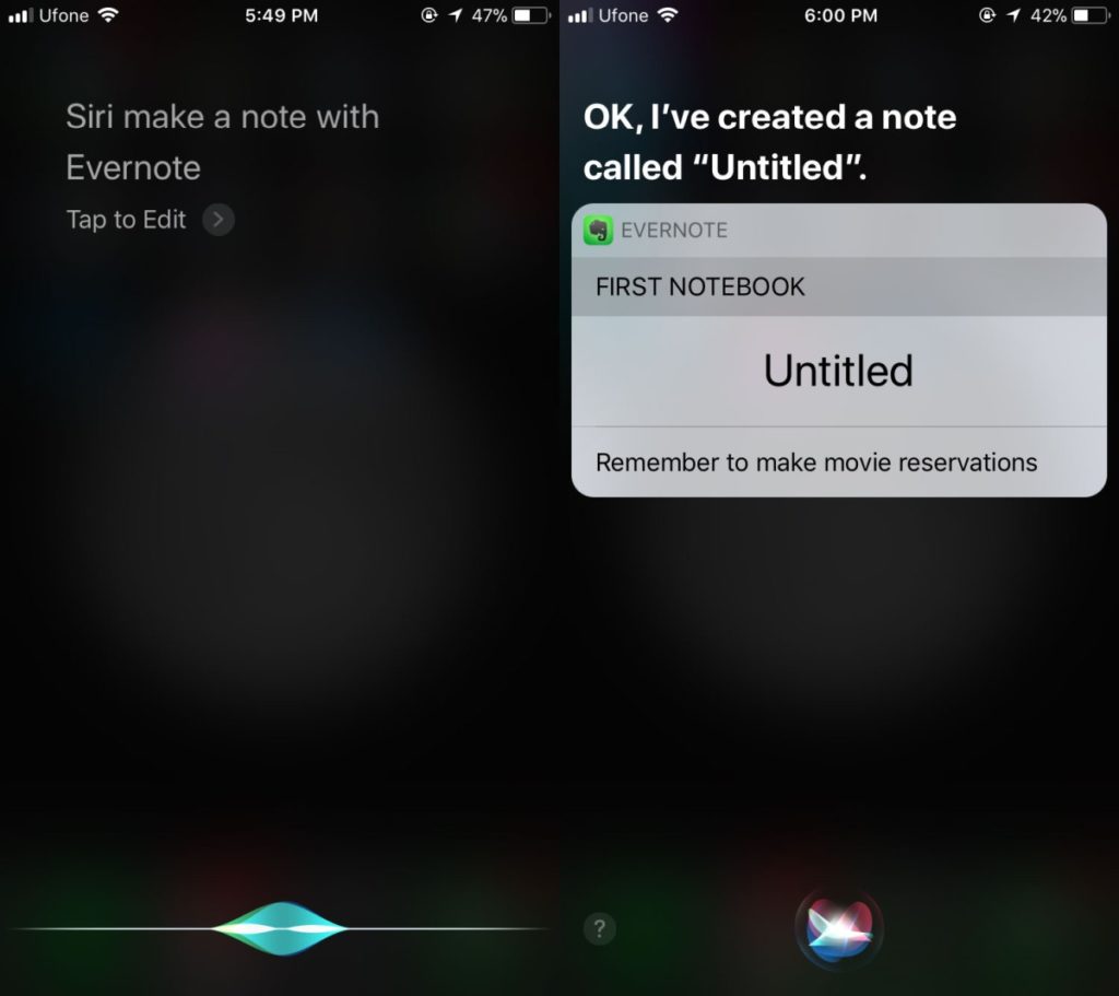 How to use siri to create a note in evernote